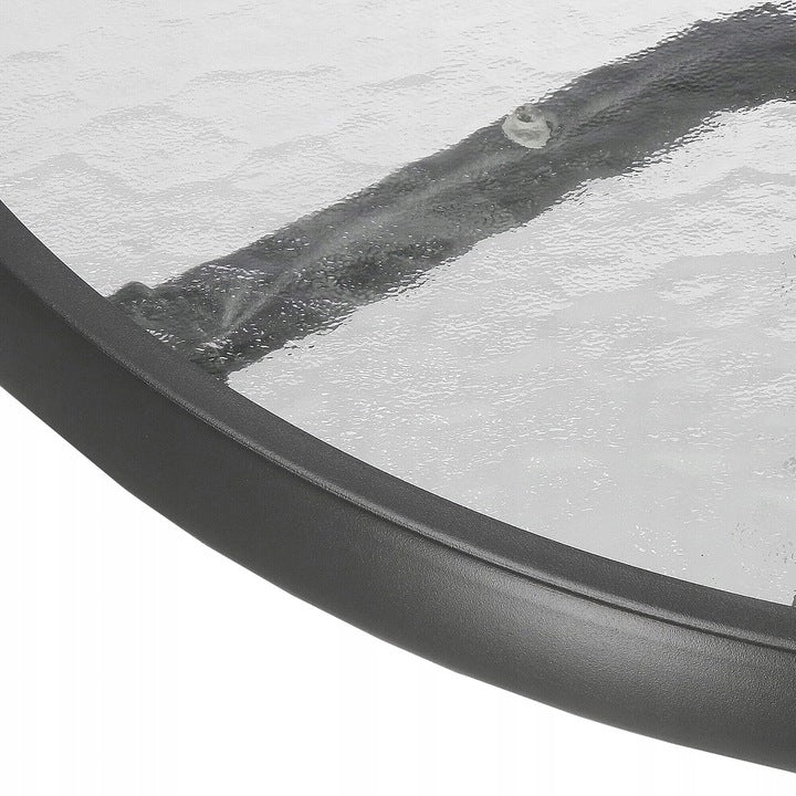 Masa pentru gradina sau balcon, cadru metalic, blat sticla, 60x70cm, negru