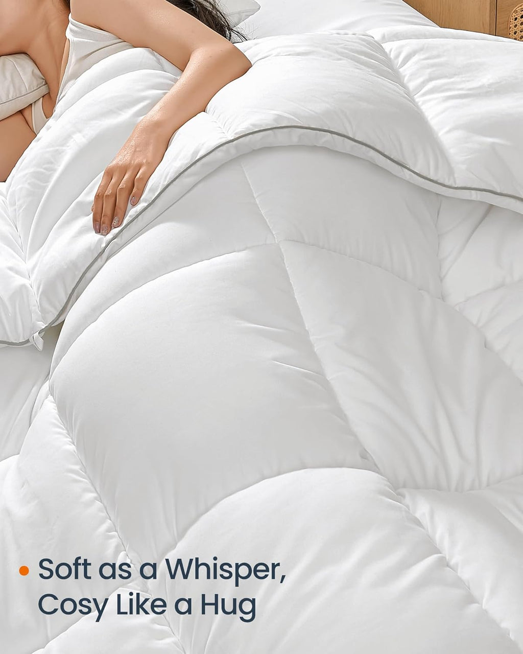 SONGMICS Pilota matlasata dubla, 4 anotimpuri, 150, 350 si 500 GSM, din microfibra, 200x200 cm, alb