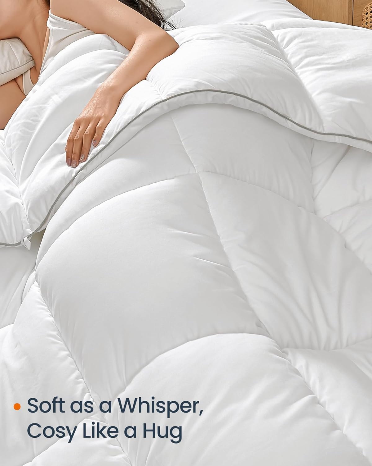 SONGMICS Pilota matlasata dubla, 4 anotimpuri, 150, 350 si 500 GSM, din microfibra, 200x200 cm, alb