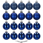 Set globuri de Craciun, 20 bucati, 3 modele, 4cm, albastru inchis