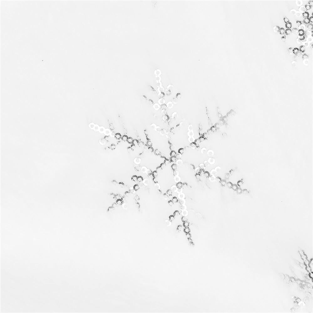 Covoras de pus sub bradul de Craciun, 90 cm, imitatie blana alba cu paiete argintii