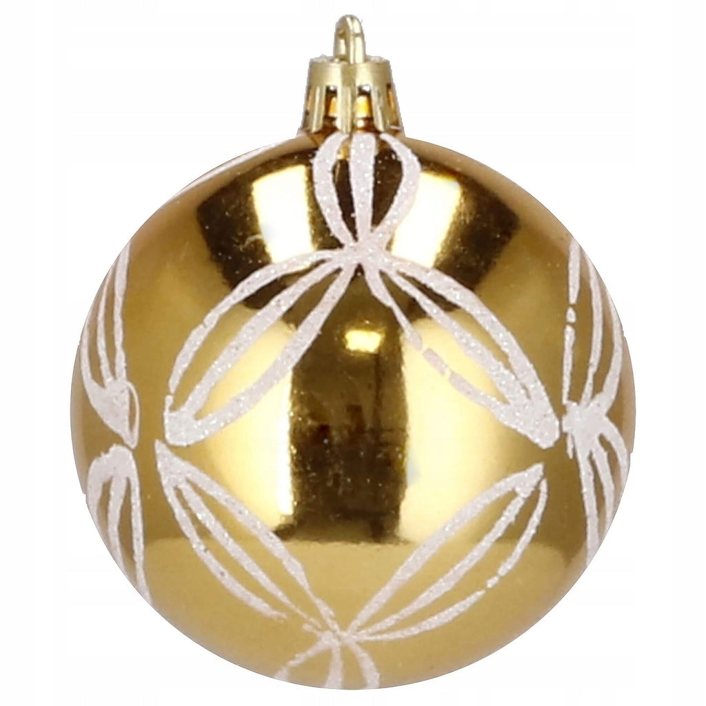Set globuri de Craciun cu modele de sarbatori, 30 bucati, 5cm, alb auriu