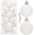 Set globuri de Craciun, 20 bucati, 3 modele, 4cm, alb