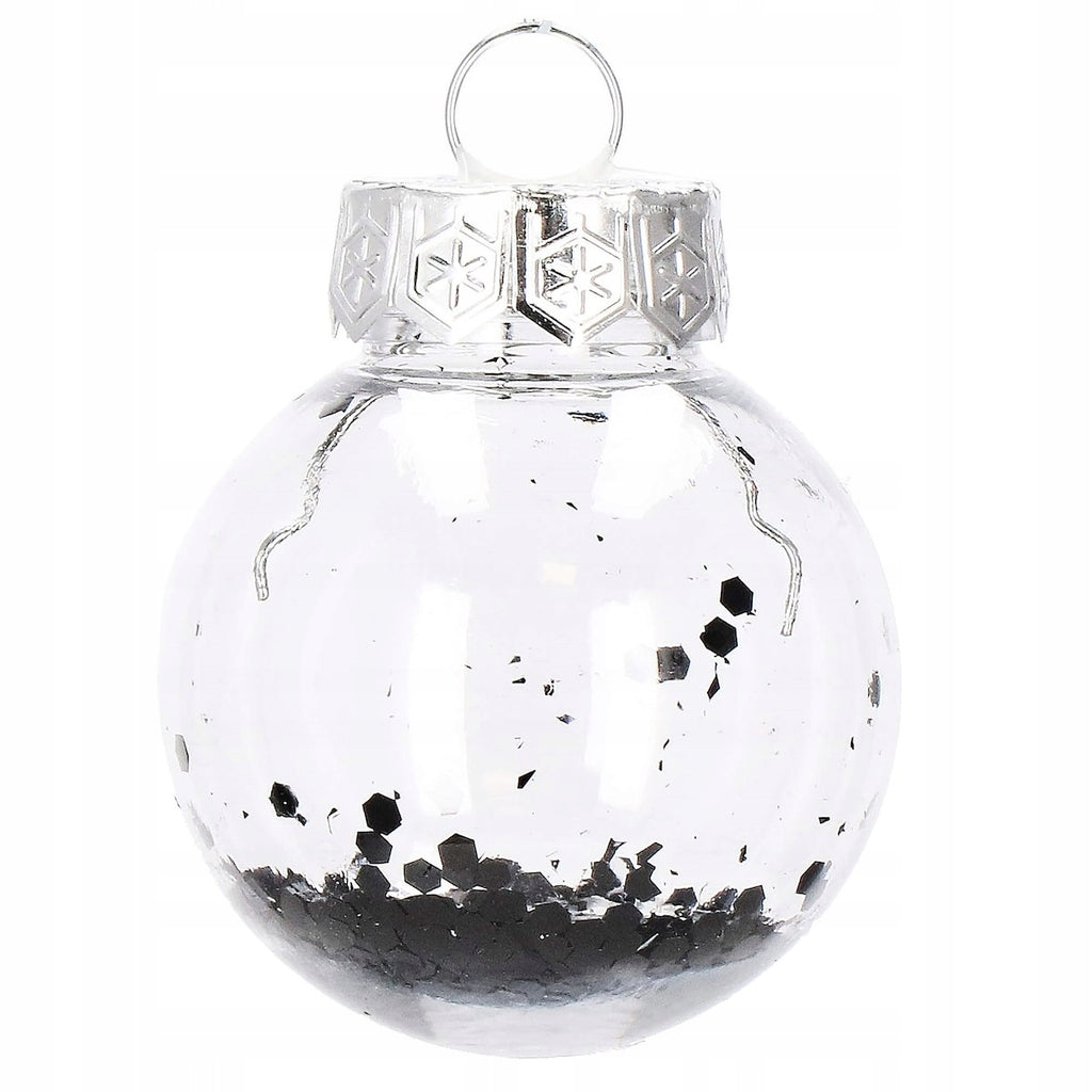 Set globuri de Craciun Inedit, 24 bucati, 5cm, transparente cu interior negru