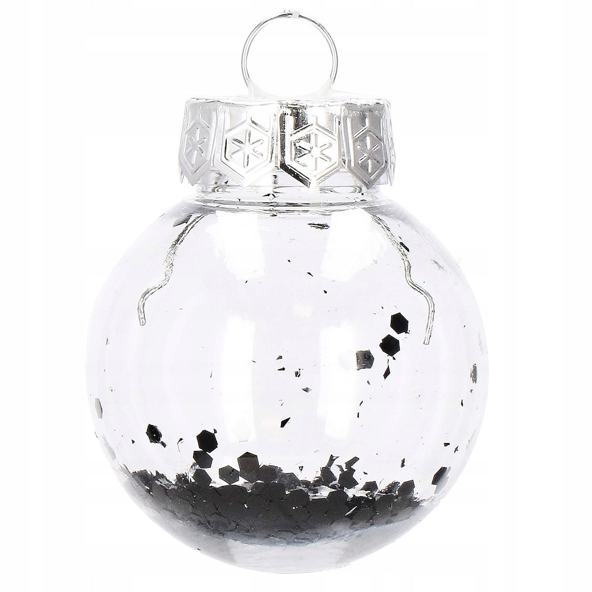 Set globuri de Craciun Inedit, 24 bucati, 5cm, transparente cu interior negru