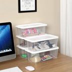 SONGMICS Set 12 cutii de depozitare pantofi, stivuibile, cu capac din plastic, pentru pantofi pana la marimea 41