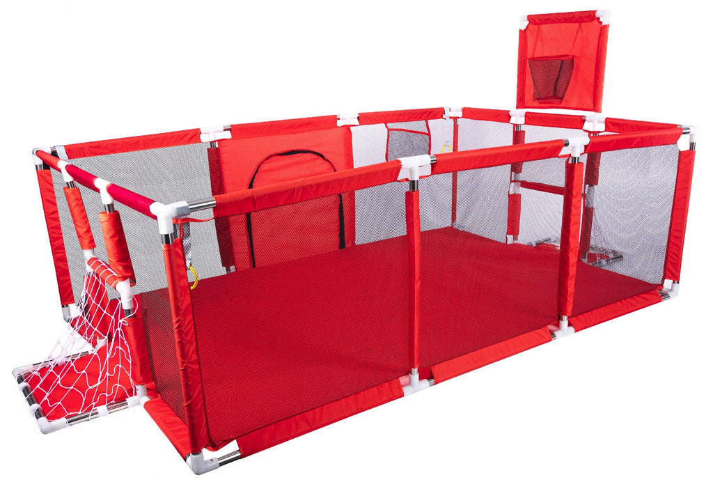 Tarc loc de joaca XXL pentru copii sau bebe, material textil, rosu, 230x122x62cm
