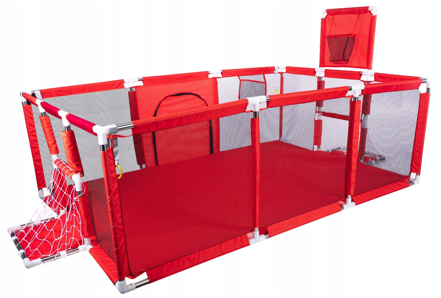Tarc loc de joaca XXL pentru copii sau bebe, material textil, rosu, 230x122x62cm