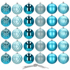 Set globuri de Craciun, 30 bucati, 6 modele, 8cm, albastru