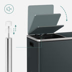 SONGMICS Cos de gunoi din inox cu 2 compartimente colectare selectiva, cu galeti interioare, 2x30litri, gri inchis