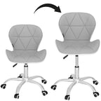 Scaun de birou ergonomic, tapitat cu piele ecologica, 120kg, alb gri