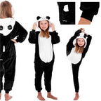 Pijama tip salopeta pentru copii, model panda, marime 125-140cm