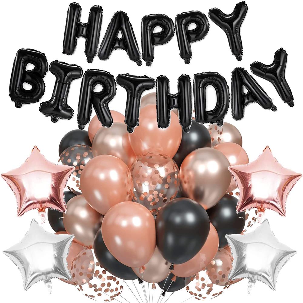 Set 53 baloane si decoratiuni Aniversare Majorat 18 Ani, negru roz