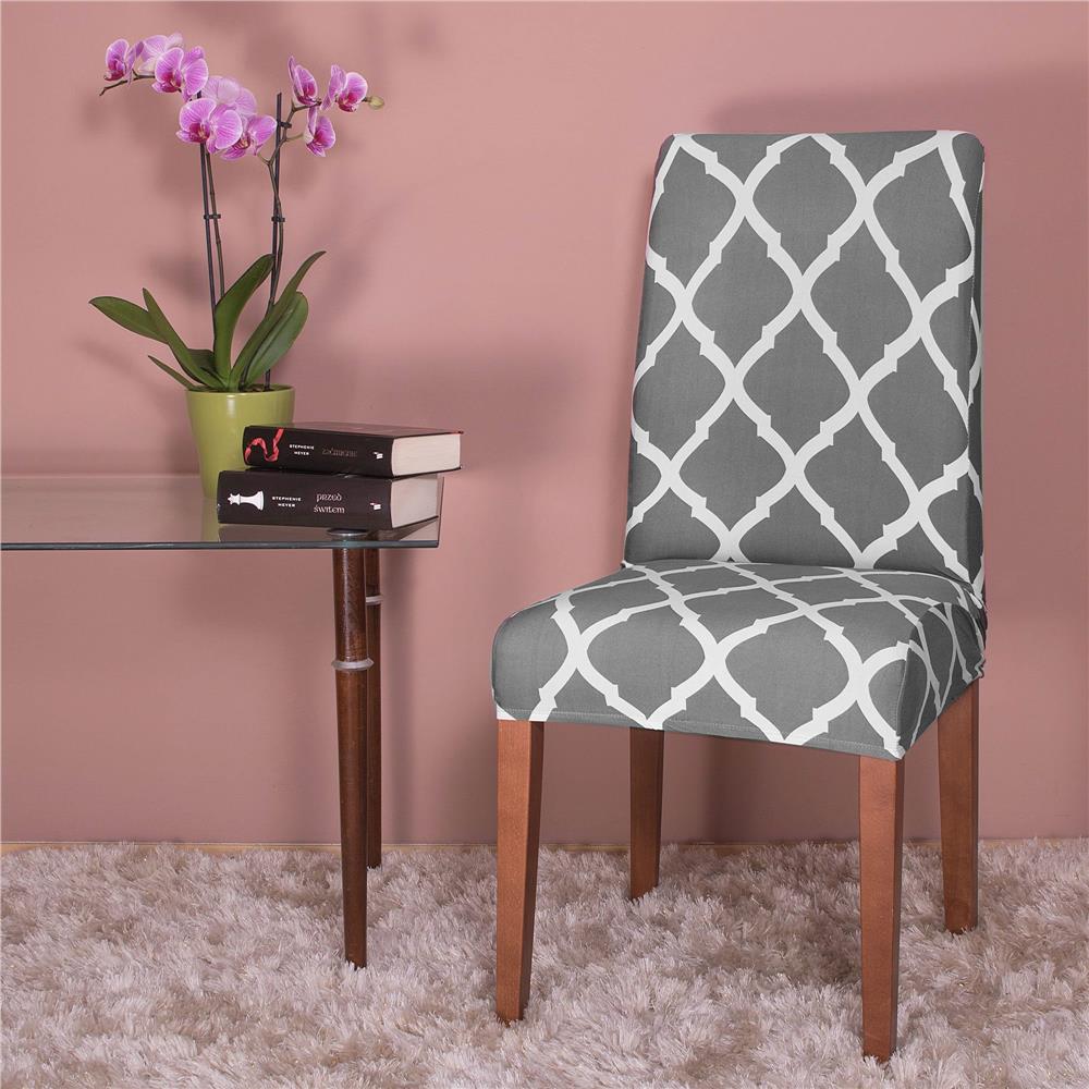Husa universala pentru scaun, marime universala, poliester si spandex, 45 x 60 cm, gri alb