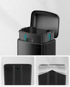 SONGMICS Cos de gunoi din otel, cu pedala si soft-close, galeata interioara, 30 litri, negru