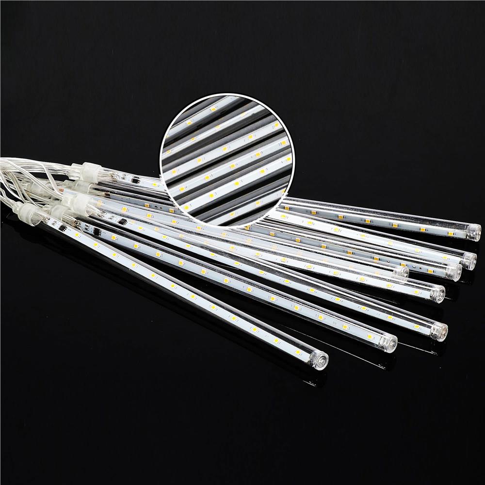 Instalatie de Craciun, 10 tuburi, 50cm, 480 LED, ploaie de meteoriti, alb