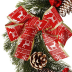 Coronita pentru Craciun, 40 cm, din brad artificial 3D, cu conuri si zapada, verde