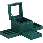 (DL) Cutie depozitare si organizare bijuterii, velur, 12x 12 x 12 cm, verde