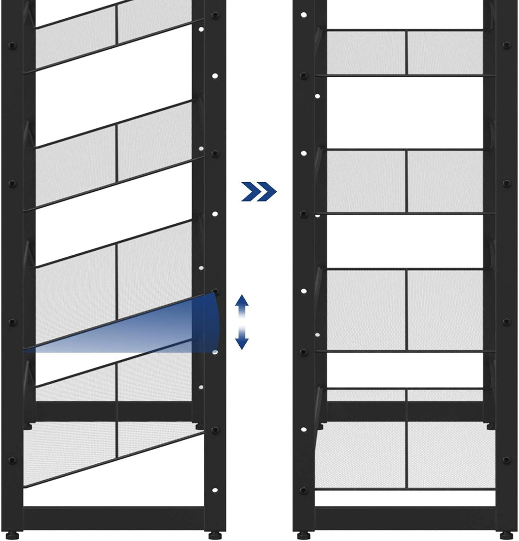 SONGMICS Raft pentru pantofi suprapozabil, pe 12 nivele, din metal, cu rafturi reglabile, pentru 48-60 perechi, 31x 93x223cm, negru