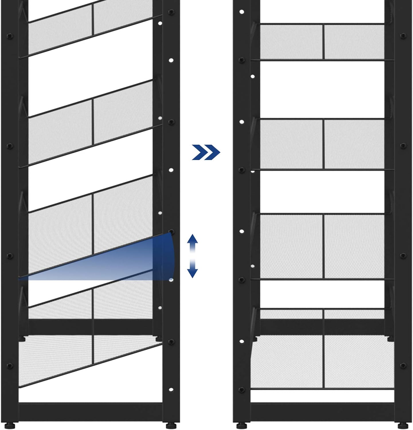 SONGMICS Raft pentru pantofi suprapozabil, pe 12 nivele, din metal, cu rafturi reglabile, pentru 48-60 perechi, 31x 93x223cm, negru