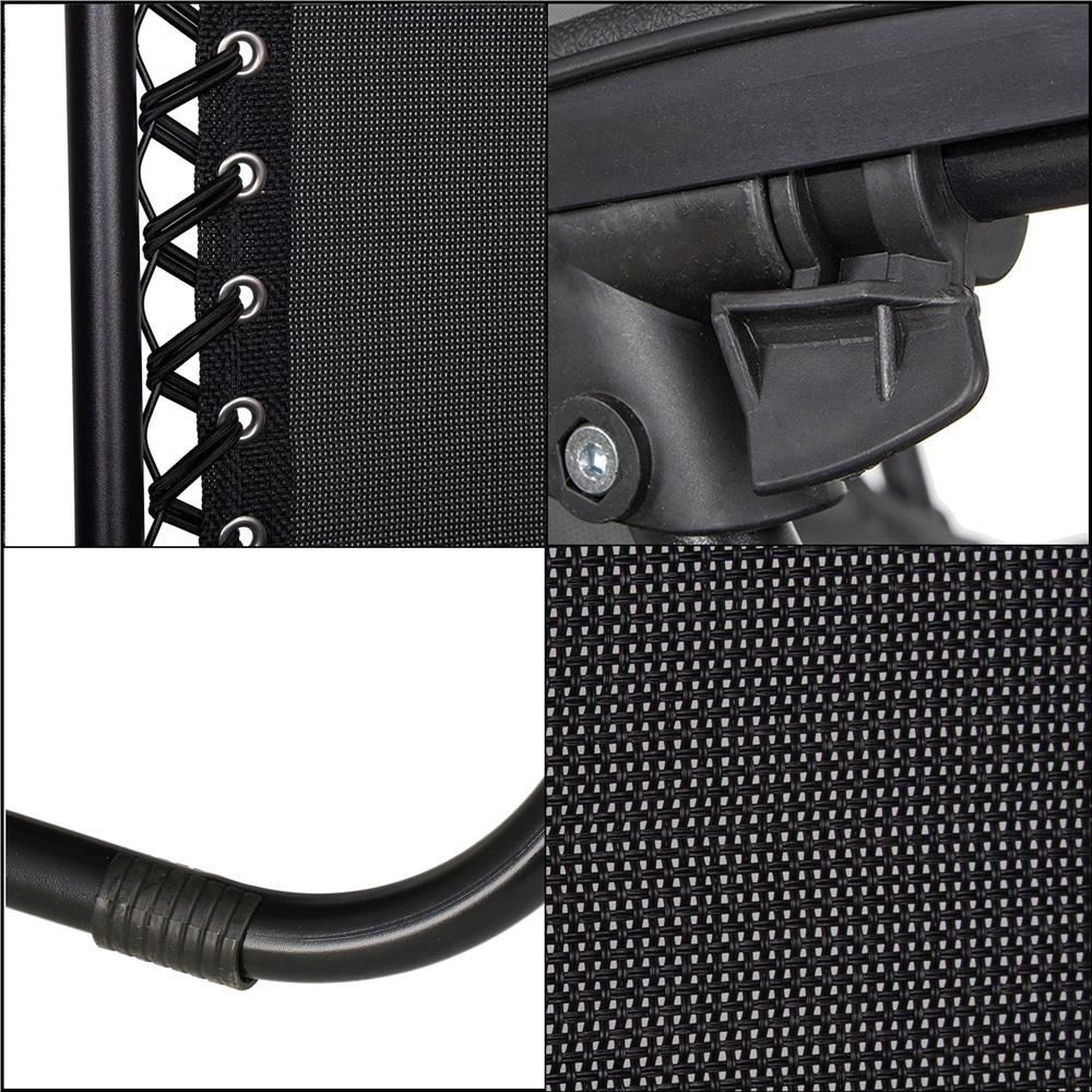 Sezlong pliabil  GC3, Relax Zero Gravity cu parasolar, 175cm, negru