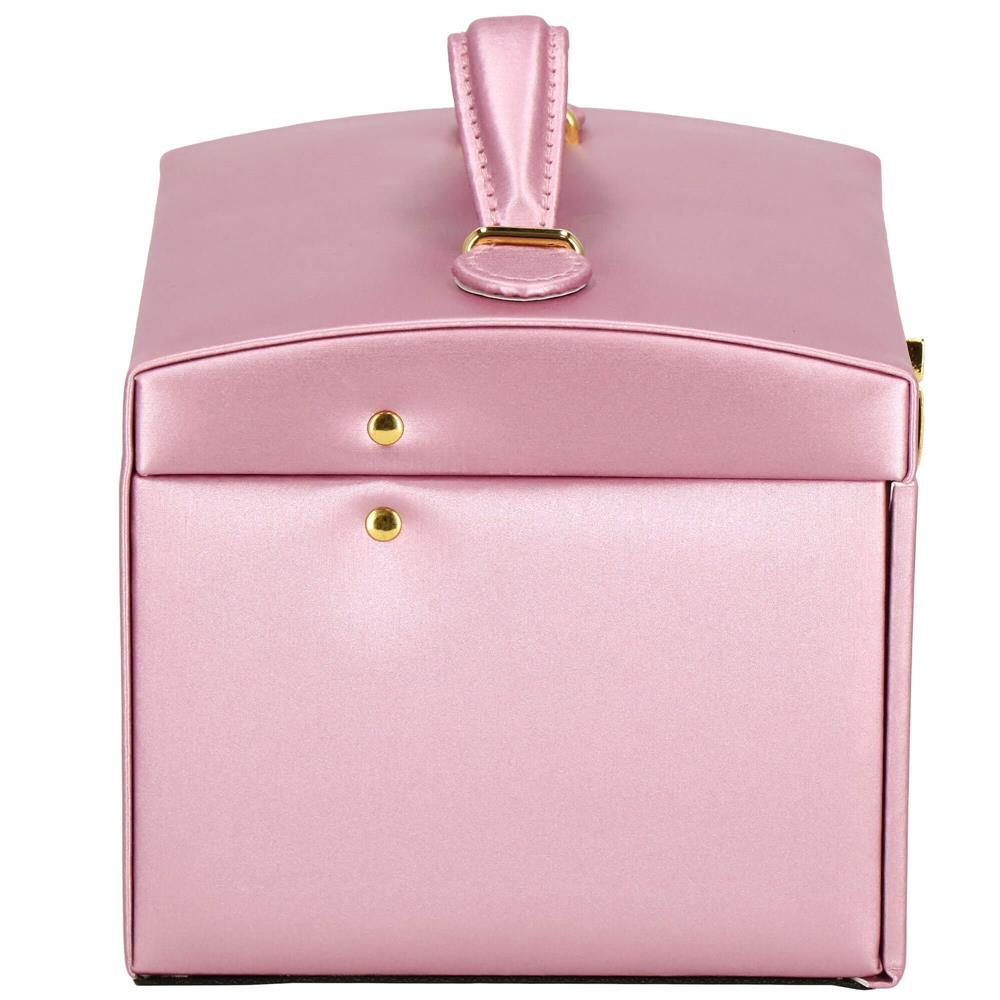 (DL) Cutie depozitare si organizare bijuterii, MDF, piele ecologica si velur, 17,5 x 14 x 12,5cm, roz