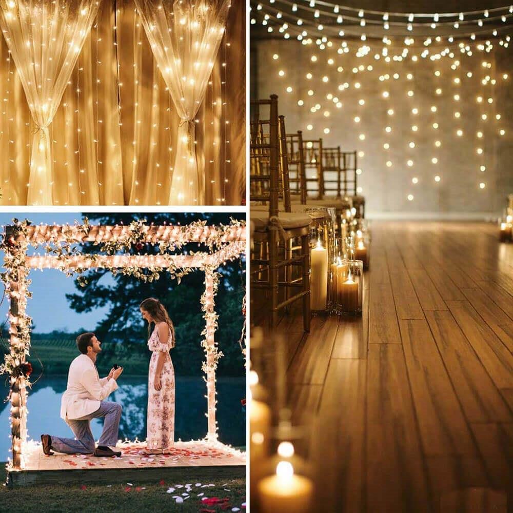 Ghirlanda luminoasa tip perdea 200 LED-uri, 2x2m, pentru interior, alimentare USB, alb cald (galben)