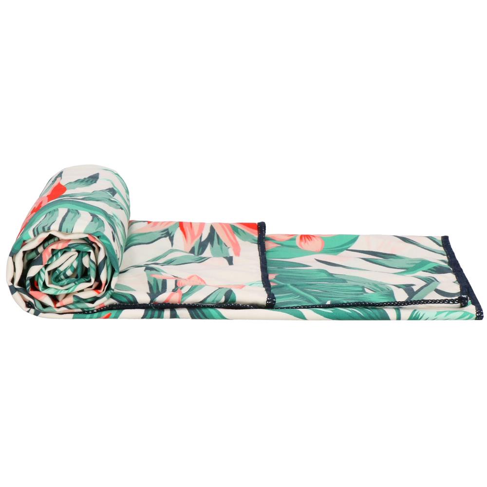 Prosop de plaja cu uscare de rapida, husa de transport, 90x180cm, model floral