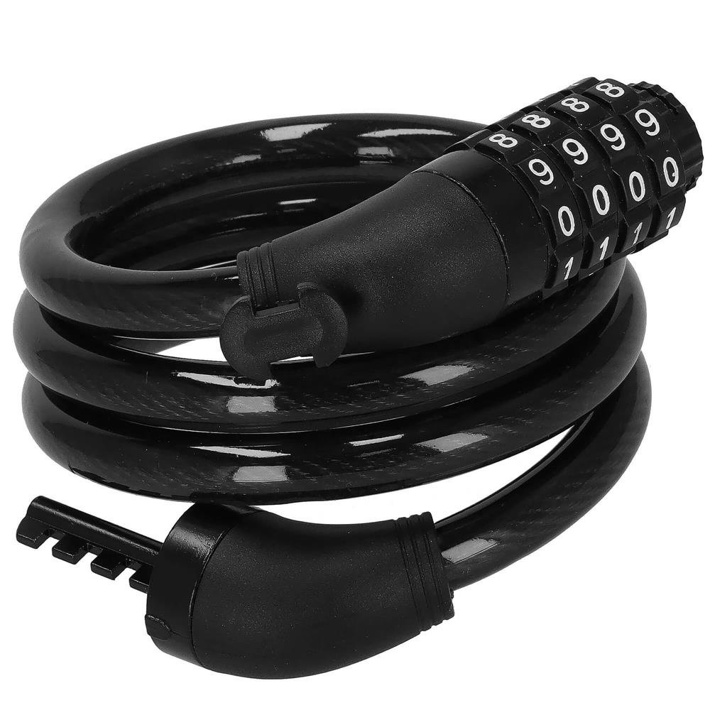 Lant antifurt bicicleta si trotineta, inchidere cifru, lungime 95 cm, Otel, Negru