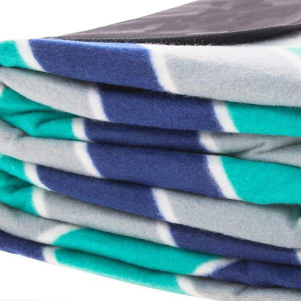 Patura pentru picnic sau plaja, cu folie izolatoare si maner, 180x220cm, albastru verde