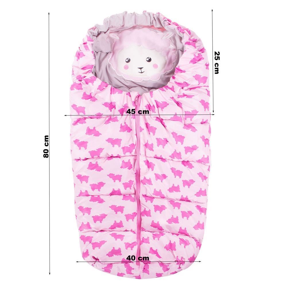Sac iarna pentru carucior model universal, 80x45cm, roz