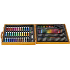 Set de pictura si desen pentru copii, 150 de piese, trusa lemn maro