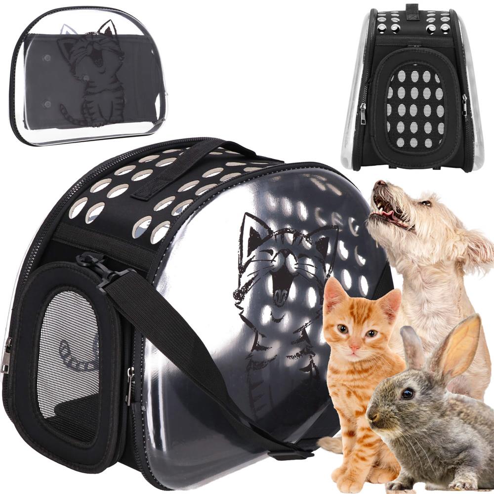 Geanta pentru transport animale de companie pisica sau catel, M, 42x26x32 cm, transparent