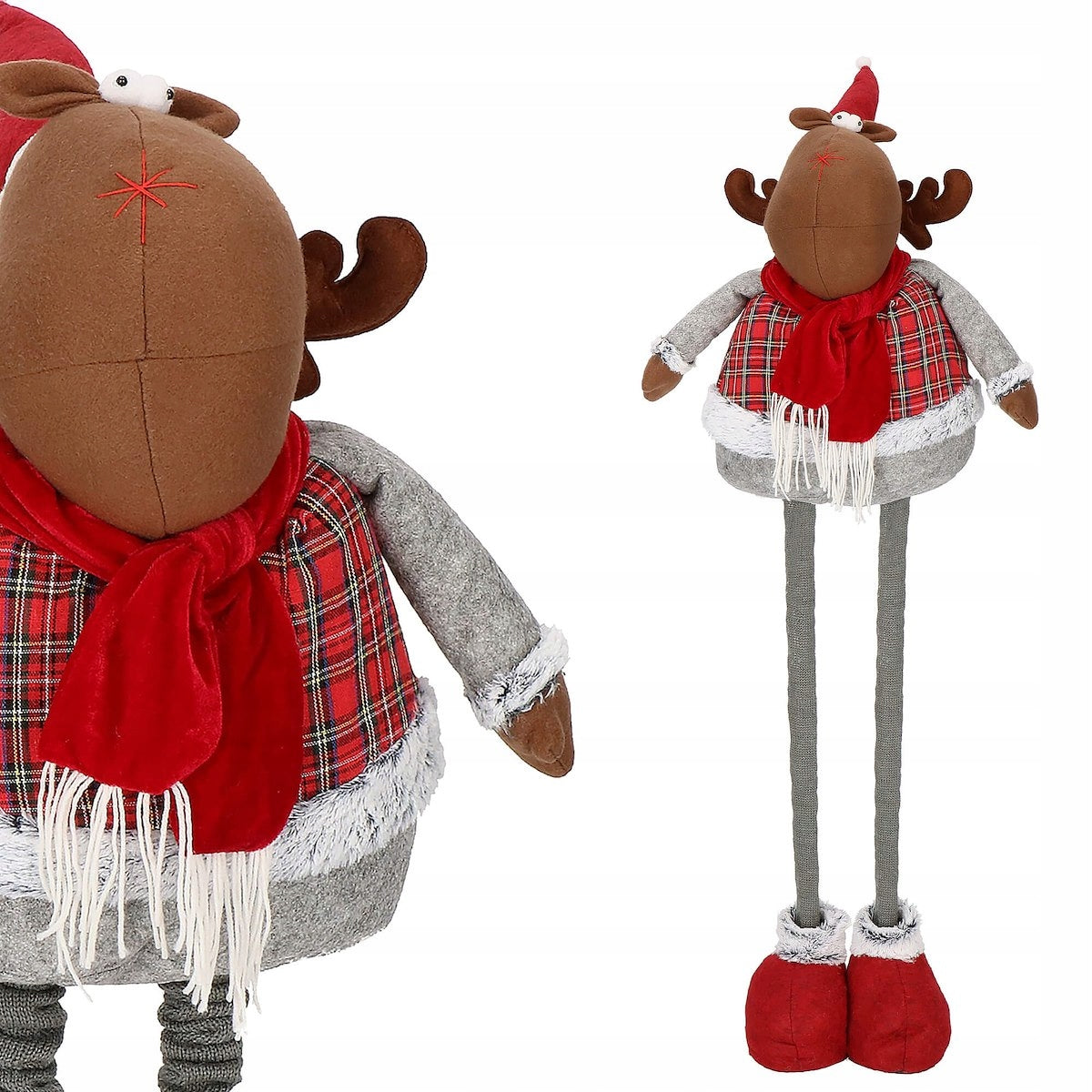 (DL) Figurina Craciun, Ren, picioare telescopice, inaltime extensibila 55-95cm