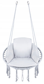 Scaun rotund  tip leagan suspendat cu perna Confort casa sau gradina, gri
