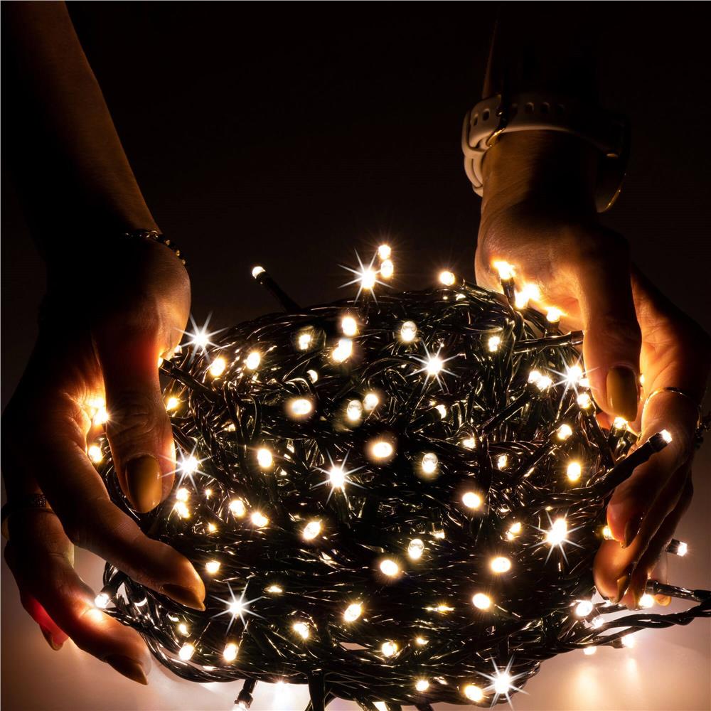 Ghirlanda luminoasa tip perdea Premium 500 LED-uri, 22,5m, 30Wati, interior/exterior, cu flash, alb cald (galben)