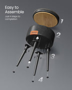 VASAGLE Taburet cu spatiu de depozitare, tapitat PU, cu 2 fete, diametru 32 cm, negru