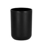 Set de accesorii rotunde pentru baie din plastic cu elemente bambus, 6 piese, negru