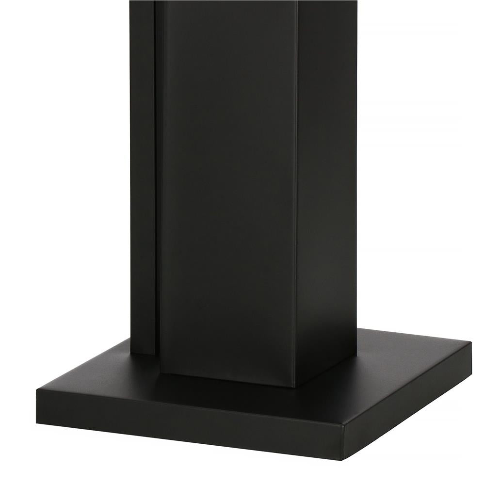 Stand cu perie WC si suport hartie igienica, metal si bambus, 79cm, negru