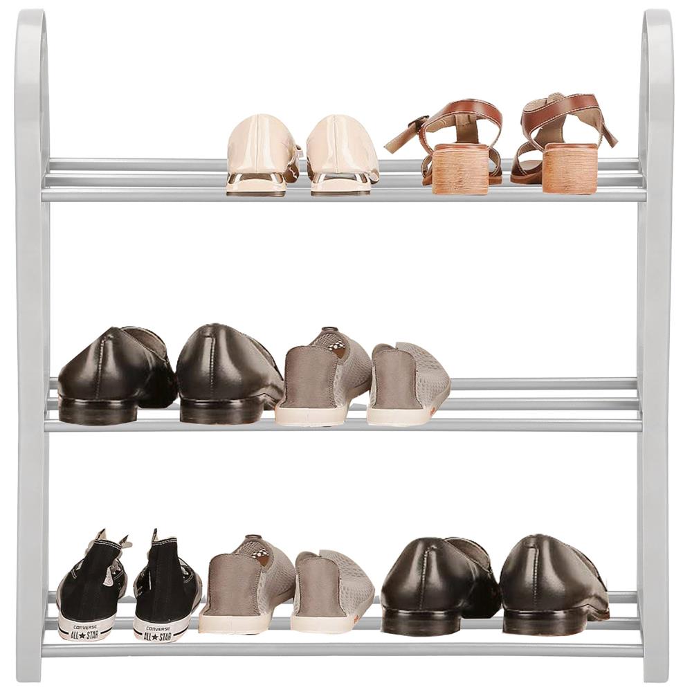 Pantofar PVC si metal,  cu 3 rafturi, 49x48cm, argintiu