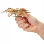 Set 10 ornamente pentru bradul de Craciun, stea Poinsettia, 14cm, auriu