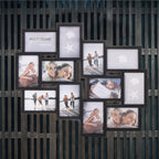 Rama foto de perete, colaj de 12 fotografii, 50x59cm, negru
