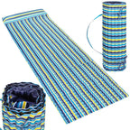 Saltea pentru plaja pliabila, din spuma, ultra-usoara, cu perna si maner de transport, 60x180cm, albastru galben