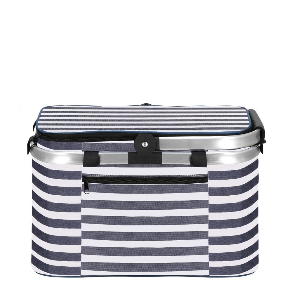 Geanta pentru picnic sau plaja, termoizolanta, 28 litri, alb albastru