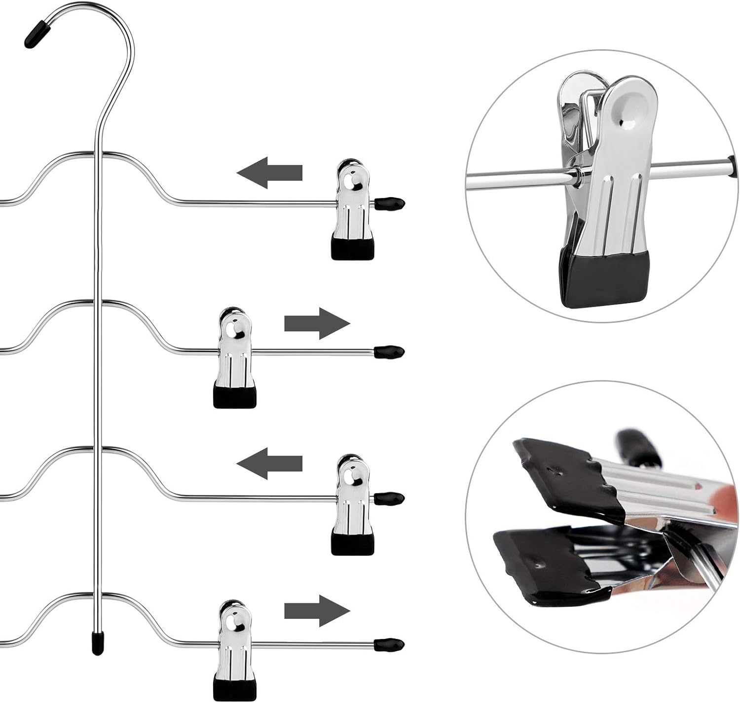 SONGMICS Set de 3 umerase pentru pantaloni, capacitate 4 perechi per umeras, 32cm, argintiu