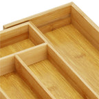 Organizator tacamuri si ustensile bucatarie, bambus, extensibil 28-45x33x5cm