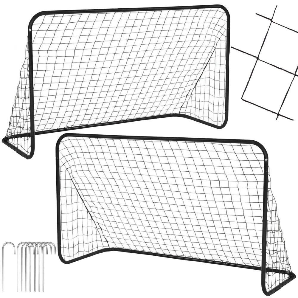 Set 2 porti de fotbal metalice, 122x183cm, profil 25mm, cu elemente de fixare