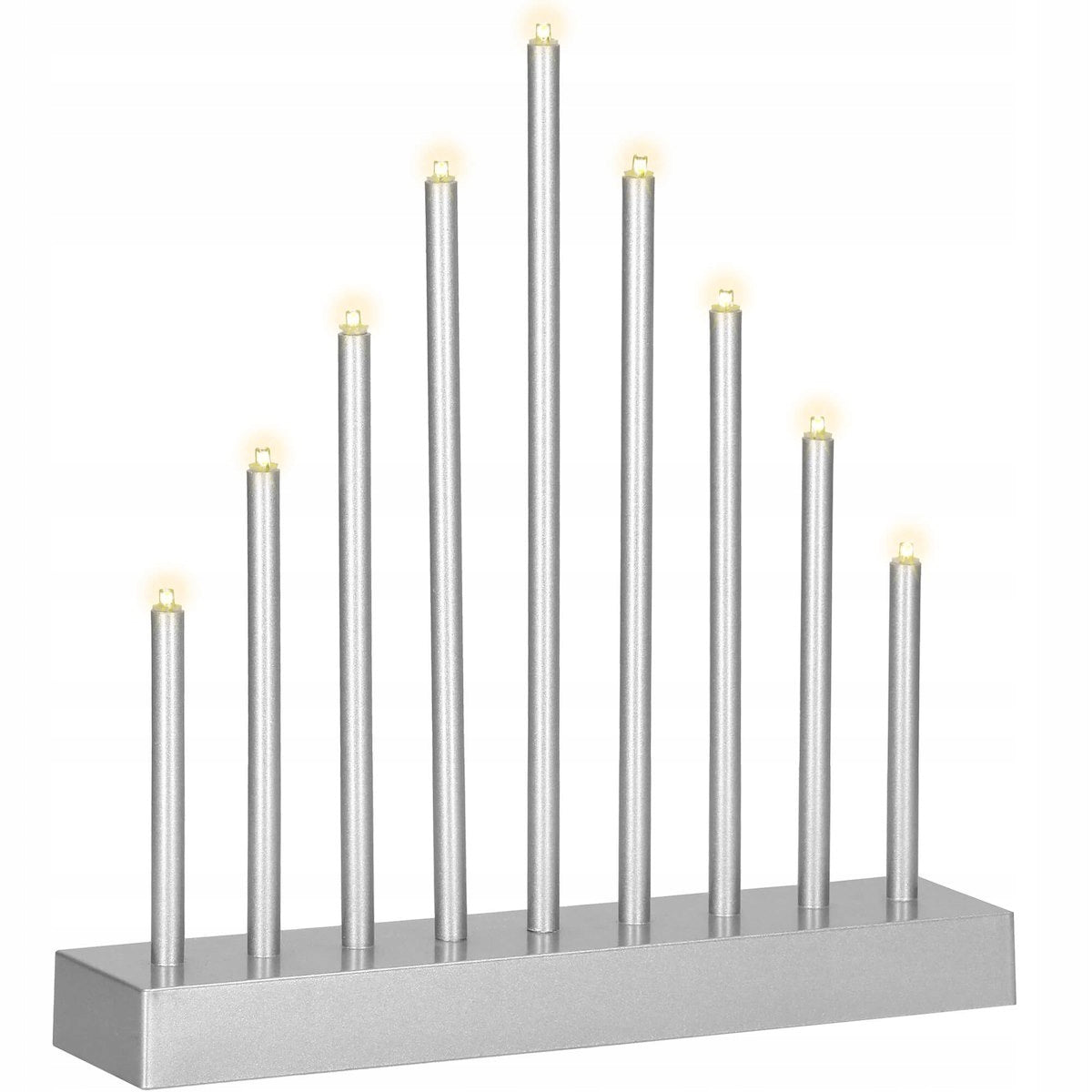 Lumanari decorative de Craciun, 9 becuri tip LED, culoare argintiu