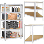 Raft de colt cu cadru metalic modular pentru depozitare, 5 polite, 180x90x40cm, sarcina 875kg