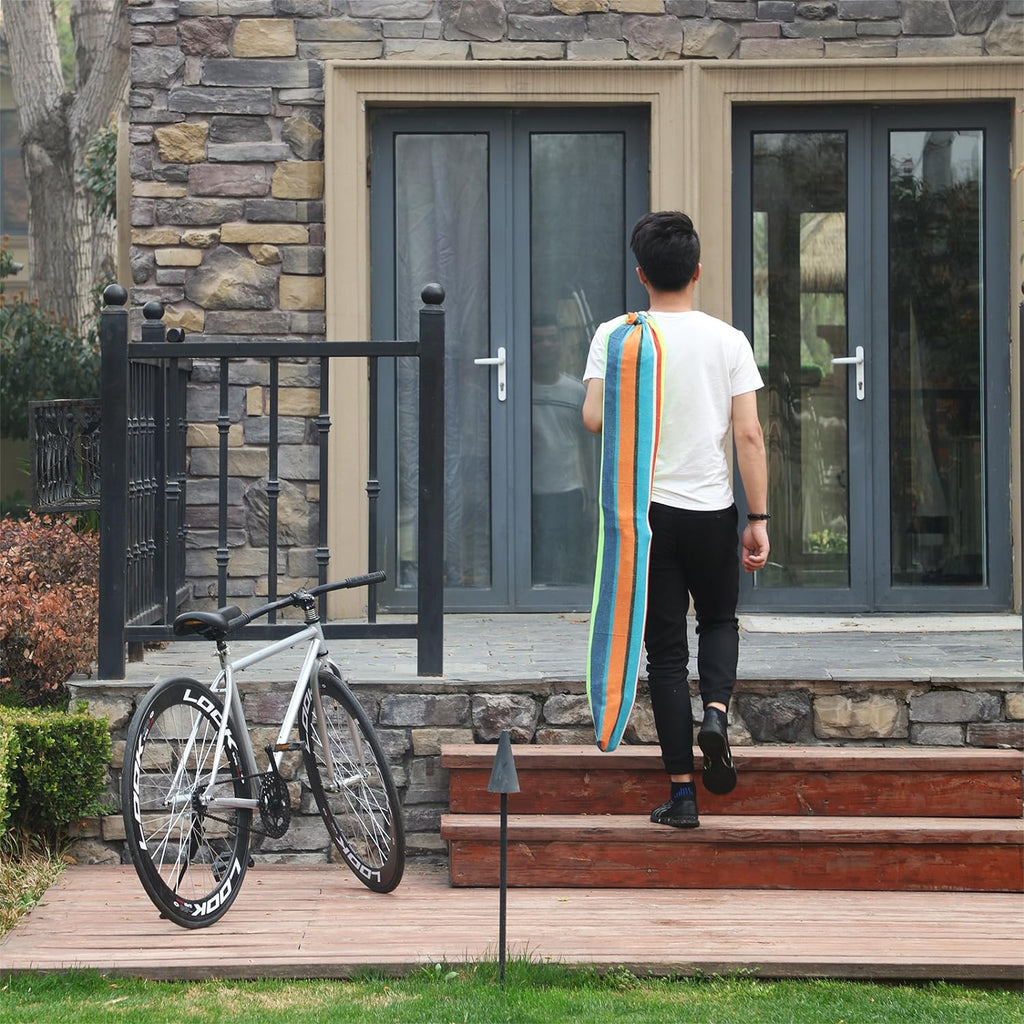 SONGMICS Hamac dublu cu bara lemn, perne incluse, maxim 300 kg, 210x150 cm, multicolor